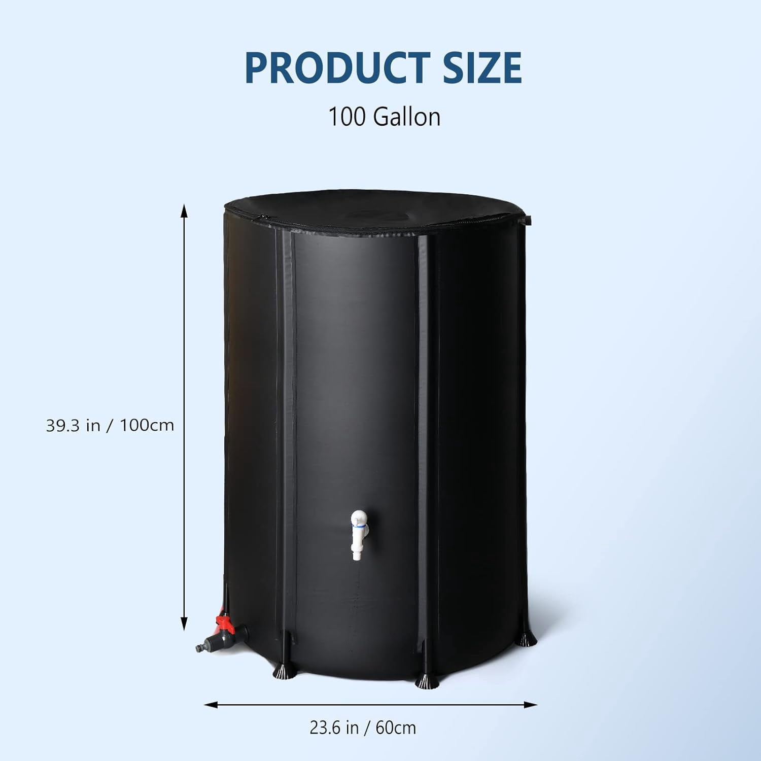 LINJH Upgraded 100 Gallon Collapsible Rain Barrel, Portable Water Storage Collection System, Weather Proof Sturdy Tank Catcher Container with Filter Spigot Overflow Kit Black