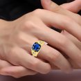 thumbnail image 2 of RYLOS Cushion Shape Checker Top 12MM Sapphire Color Stone & Diamonds Set in 14K Yellow Gold Size 9, 2 of 6