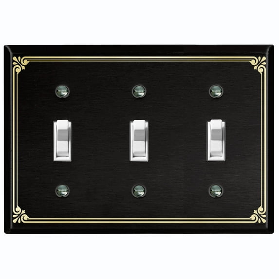 Metal Light Switch Plate Cover Elegant Victorian Floral Frame Black FRA072