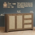 thumbnail image 3 of ARKANTOS Rattan Sideboard Buffet Cabinet with 2 Doors and 3 Drawers, Classic Walnut, 3 of 7