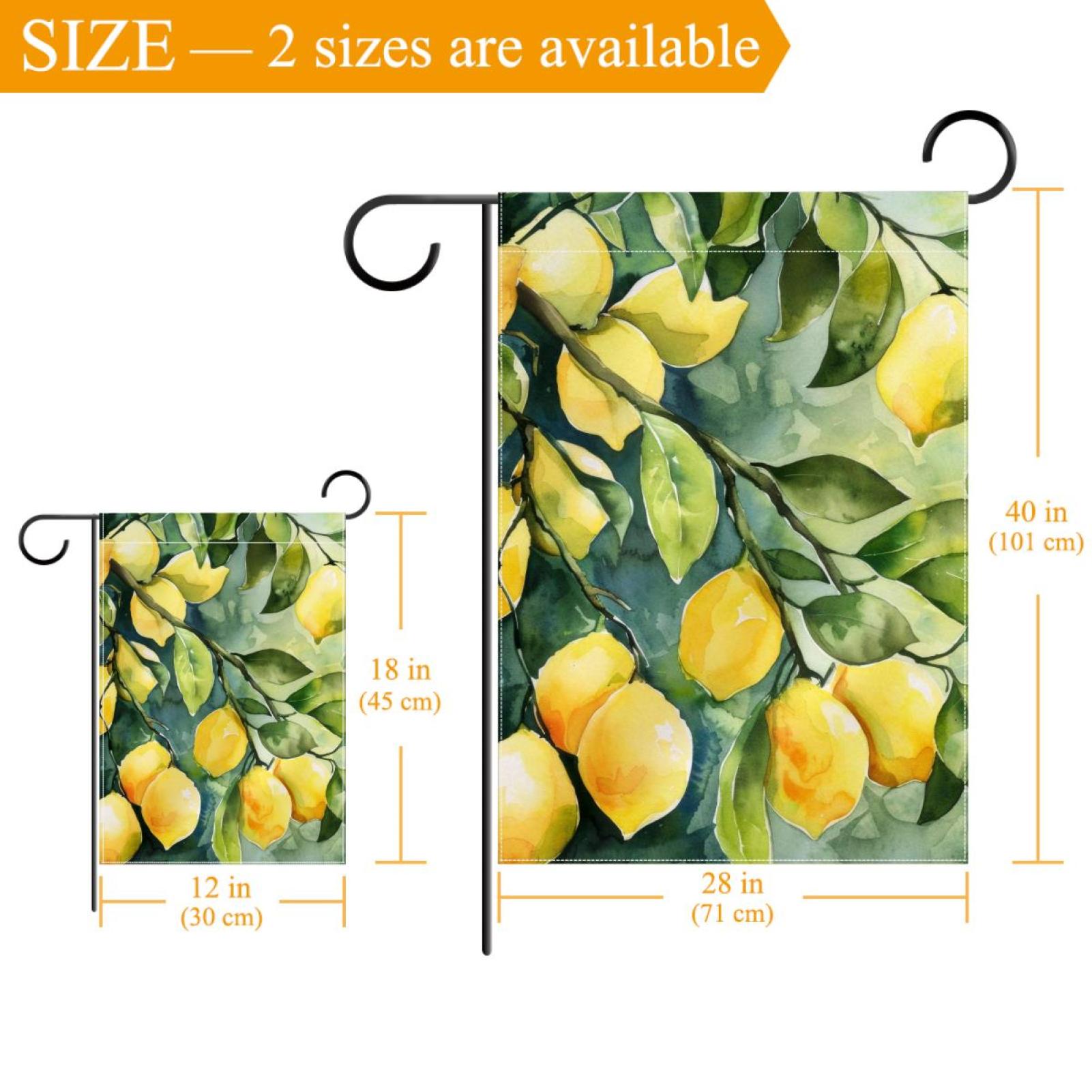 Welcome Fresh Lemons Tree Branches and Green Leaves Garden Flag, Vertical Double Sided Small House Flag, Yard Farmhouse Outdoor Deck Veranda Lawn Decor 28x40 Inch