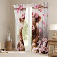 thumbnail image 3 of Manfei Highland Cattle Kids Curtains Pack of 2 (42x84 Each), Pink Blossoms Flower Curtains Blackout, Rustic Farmhouse Bedroom Curtains, Curtains and Drapes Decor, 3 of 6