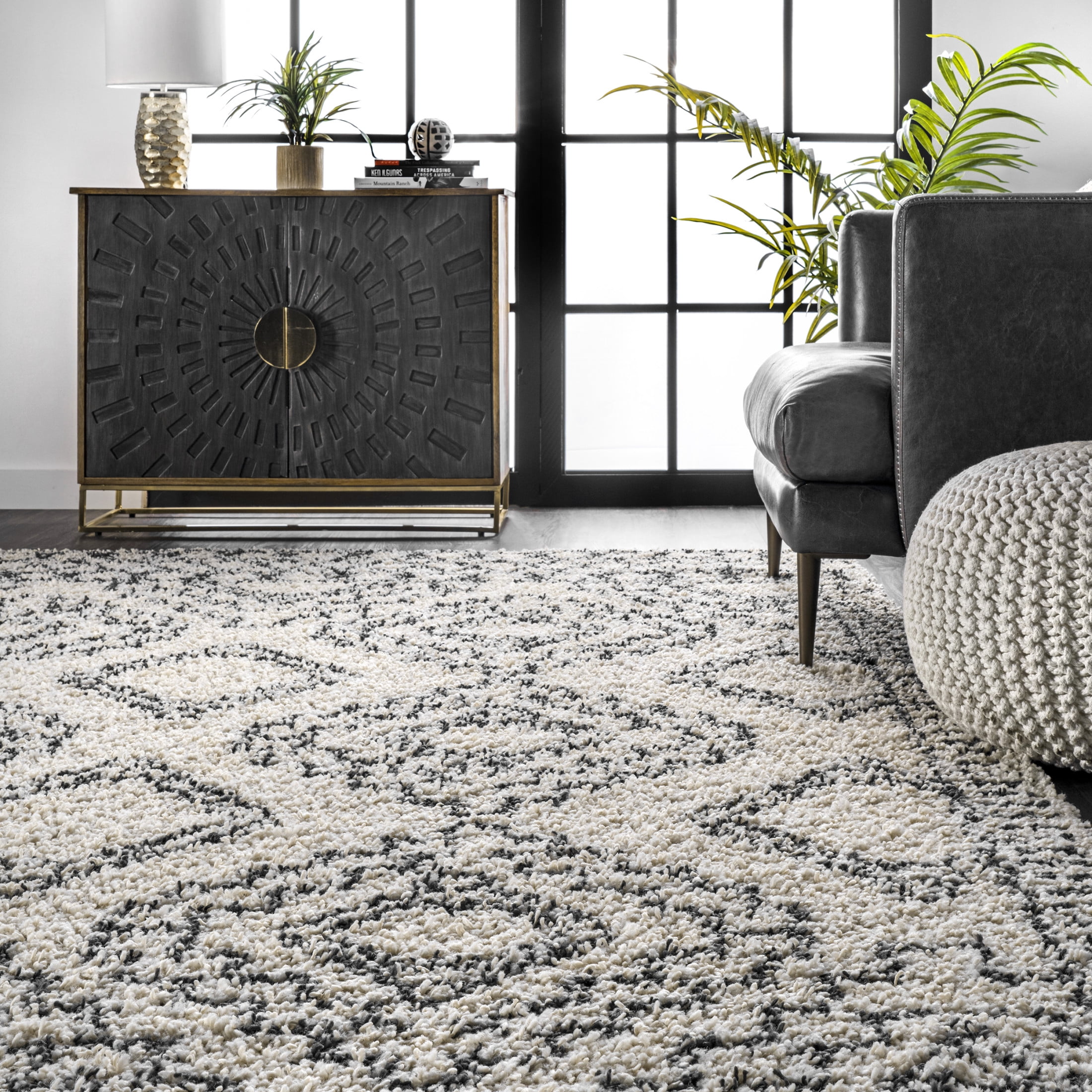 nuLOOM Lacey Moroccan Geometric Shag Area Rug, 2' 8" x 6', Runner, Lacey Off-white