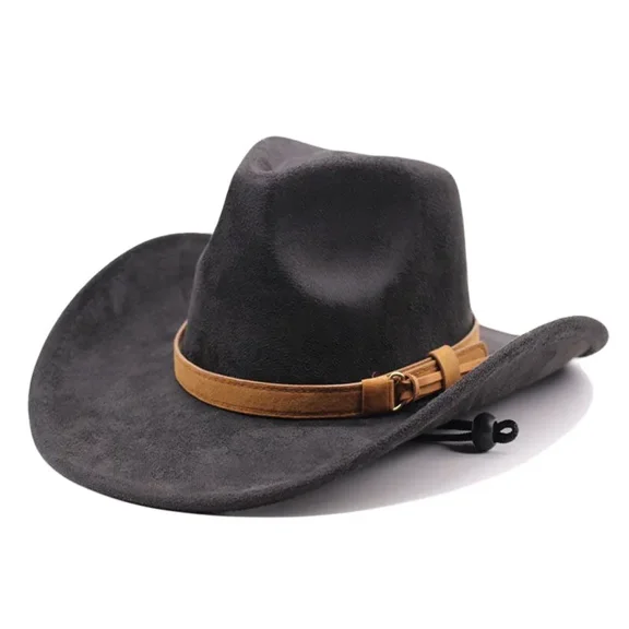 Western Cowboy Hat for Men Women Classic Roll Up Fedora Hat with Buckle Belt