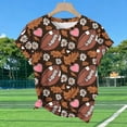 thumbnail image 7 of Short Sleeve T-Shirt for Women Sunflower and Football All-over Print Crewneck Relaxed Fit Novelty Graphic Top Casual Summer Clothes for Sports Lovers, 7 of 7