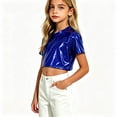 thumbnail image 3 of SROBPTY Teens Boys Girls T Shirt Solid Short Sleeve Crew Neck Shiny Performance Top for 2-15 Years, 3 of 5