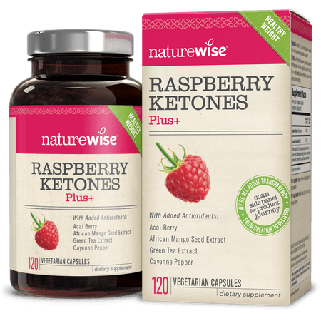 NatureWise Raspberry Ketones 400 mg Plus+ Advanced Antioxidant Blend with Green Tea for Weight Loss, 120