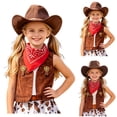 thumbnail image 4 of mgoYE Girls Outfit Western Cowboy Outfit Kids' Vest & Bandana Set with Hat, 4 of 6