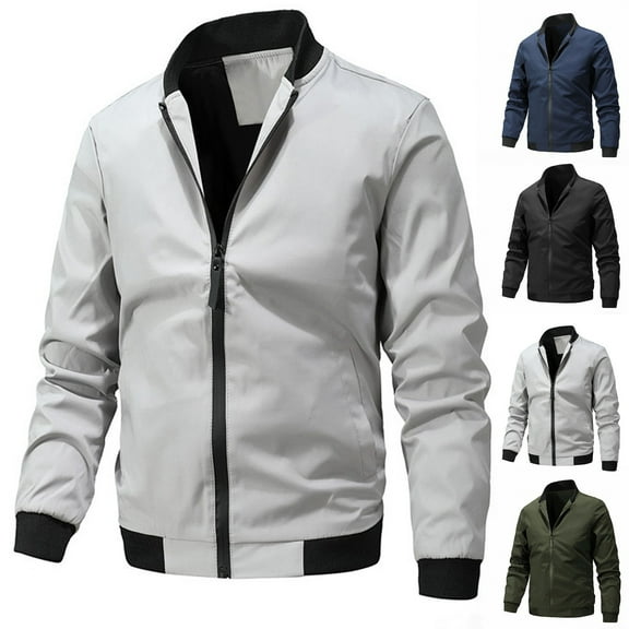 Miluxas Men's Bomber Jacket Lightweight Casual Windbreaker Zip Up Coat with Pocket Gray