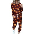 thumbnail image 3 of QATAINLAV Women Two Piece Outfits 2025 Halloween Print Tracksuit Long Sleeve Pullover Tops and Drawstring Harem Sweatpants with Pockets Plus Size Lounge Set, Orange, S, 3 of 6
