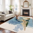 thumbnail image 3 of Area Rug 72×108in, Underwater Starfish Shell Conch Floor Carpet Living Room Rug, Ocean Coral Beige Linen Non-Slip Welcome Mat Indoor Rugs for Bedroom Dining Room, 3 of 9