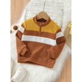 thumbnail image 2 of Boys Color Block Sweater Long Sleeve Half Zip Knitted Pullover Kids Clothes, 2 of 6