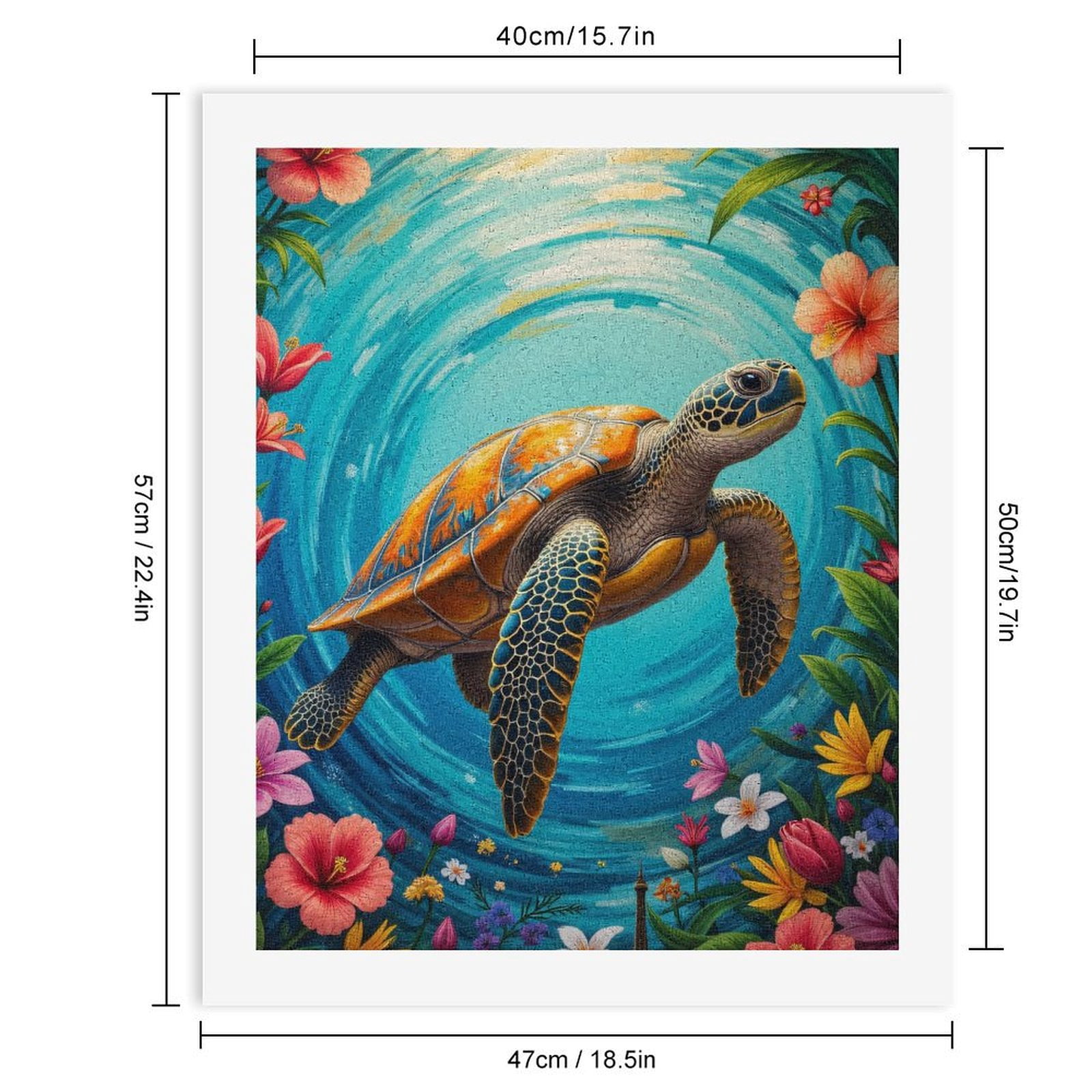Paint By Numbers Kit for Adults Beginner - DIY Turtle Ocean Floral Fantasy Canvas Painting Kits for Adults, Frameless Paint By Number for Adults for Home Wall Decor 16x20 Inch