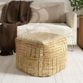 thumbnail image 4 of Laddha Home Designs Hand Woven Geometric Stiped Square Medium Pouf Ottoman - 18" - Brown, 4 of 7