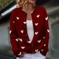 thumbnail image 1 of Plus Size Women's Christmas Santa & Tree Embroidered Cardigan Long Sleeve Round Neck Button Down Knit Sweater For Holiday Season, 1 of 6