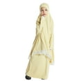 thumbnail image 3 of IDOPIP Kids Girls Abaya Muslim Full Cover Lace Hijab Dress 2pcs Kaftan Dubai Islamic Prayer Dress, 3 of 7