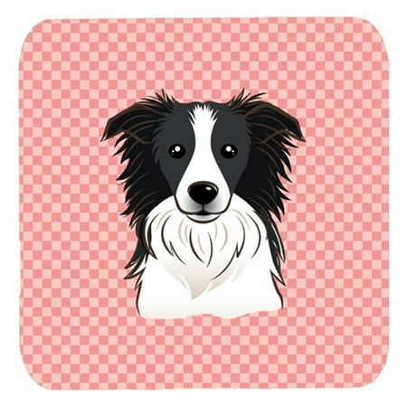 

3.5 x 3.5 In. Checkerboard Pink Border Collie Foam Coasters Set Of 4