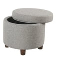thumbnail image 4 of HomePop Round Transitional Wood and Fabric Storage Ottoman in Light Gray, 4 of 8