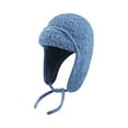 thumbnail image 3 of Women's Sherpa Trapper Hat, Faux Fur Aviator Style with Ear Flaps for Extreme Warmth, Fashionable Winter Hat for Skiing, Snowboarding and Arctic Conditions Blue, 3 of 4