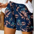 thumbnail image 1 of Pantalones cortos con estampado de cintura alta para mujer, pantalones cortos informales elegantes con cordón en la cintura elástica y bolsillos laterales, 1 of 5