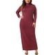 thumbnail image 1 of Vestidos maxi de talla grande para mujer Agnes Orinda, con cuello alto, de manga larga, ajustados, para fiestas, vestido lápiz largo 1X burdeos, 1 of 6