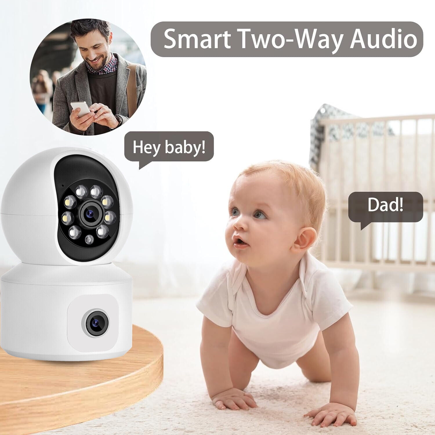 4MP Wireless IP Camera WIFI Indoor PTZ Dual Lens Baby Security Monitor IR Cam 2K