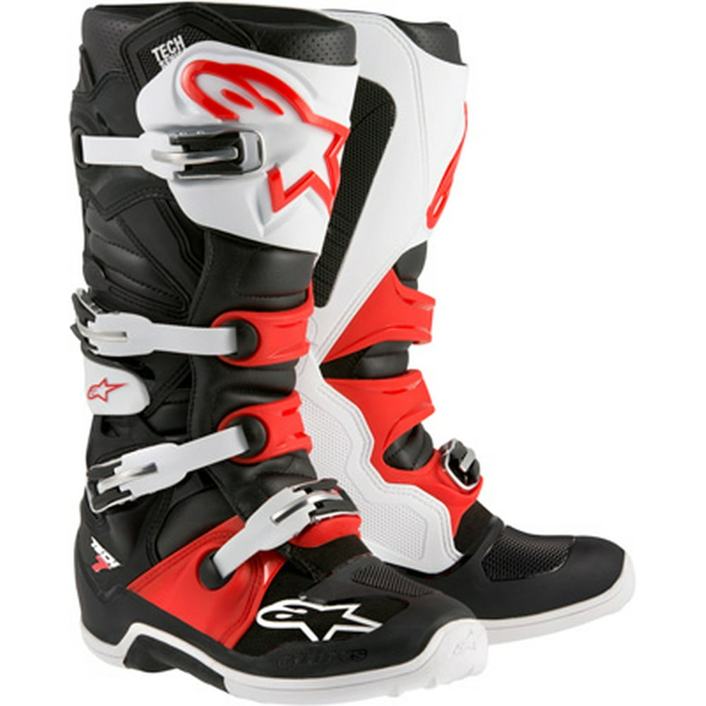 ALPINESTAR Tech 7 MOTORCYCLE BOOTS BLACK/WHITE/RED Size 12 Walmart
