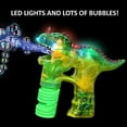 thumbnail image 2 of Haktoys Jurassic Dinosaur Bubble Gun Shooter Light Up Blower | Toy Bubble Blaster for Toddlers, Kids, Parties | LED Flashing Lights, Extra Refill Bottle, Sound-Free, Batteries Included, 2 of 5