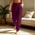 thumbnail image 3 of Sweatpants for Women 2026 Trendy High Waisted Baggy Sweat Pant with Pockets Casual Fleece Joggers Lounge Trousers Trendy,Wine 3XL, 3 of 8