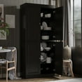 thumbnail image 4 of Palace Imports 100% Solid Wood Kitchen Pantry Storage Cabinet with Solid Doors and Adjustable Shelves, Black, 4 of 8
