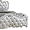 thumbnail image 2 of Venta Queen Size Bed, Pearl White Button Tufted Faux Leather Upholstery, 2 of 6