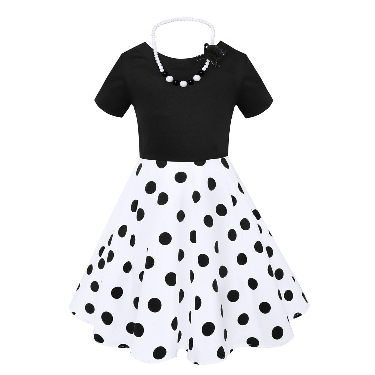 Girls black and white polka dot dress sale