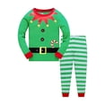 thumbnail image 1 of Conjunto de ropa navideña para bebés, niños y niñas, camiseta de manga larga estampada y pantalones a rayas, ropa verde para niños, 1 of 5