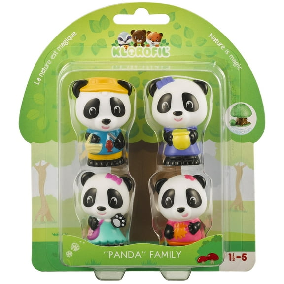 Timber Tots: Panda Family - 4 Character Set, Bear Toy Figurines, 1.75-2" Animal Miniatures w/ Unique Details, Nature Playset, Kids & Toddlers 18Mo 