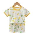 thumbnail image 4 of Caqnni Toddler Boy Clothes Kids Summer Short Sleeve T-Shirt and Elastic Shorts Cartoon Print Outfit 2 Piece Sweatsuit Set Short Sets Summer Pjs Pajamas & Dailywear Set 7-8 Years,Light Yellow, 4 of 4