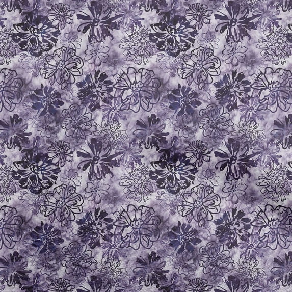 oneOone Cotton Flex Violet Fabric Abstract Floral Dress Material Fabric Print Fabric By The Yard 40 Inch Wide