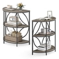 thumbnail image 1 of Gymax 3-Tier Half Round End Table Set of 2 w/Study Metal Frame Storage Shelves Grey, 1 of 10