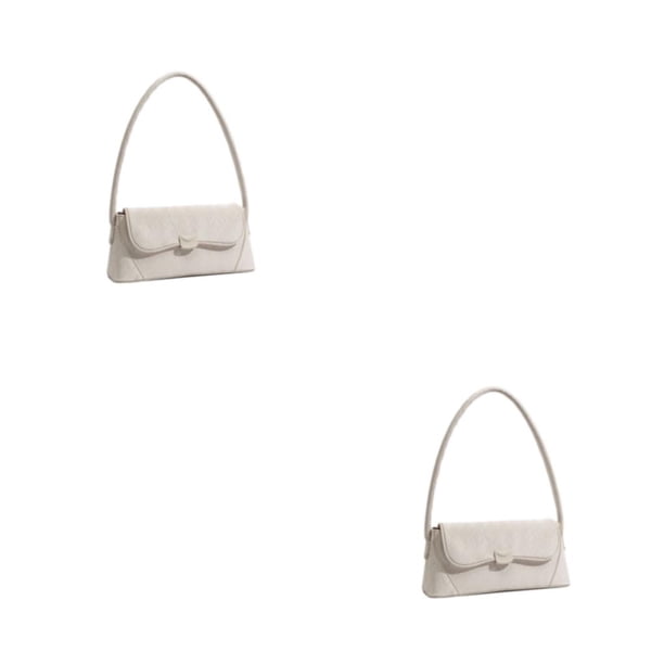Qarigey Bolso de mano de pequeña capacidad, práctico y portátil, elegante, , de piel sintética, bolso de hombro para mujer, color beige beige 2Conjunto