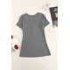 thumbnail image 4 of ABPHQTO Camiseta de Mujer Slim Fit Cuello Pico Manga Corta Gris Botones, 4 of 5