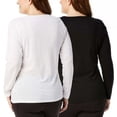 thumbnail image 5 of Lucky Brand Women's 2-Pack Soft Lightweight Cotton Tee Long Sleeve Crew T-Shirt, 5 of 5