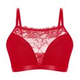 thumbnail image 2 of Womens Lace Wireless Bras Non-Slip Bandeau Bra with Removable Adjustable Straps Tube Top Bralette Underwear (L, Red), 2 of 7