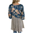 thumbnail image 3 of Floral Print Women Bohemian 3/4 Sleeve Tie-Up Cover Tops, 3 of 4