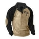 thumbnail image 1 of Blusa y camisa de manga larga con cuello alto para hombre, estilo casual, con estampado de palmeras color cacao, deportiva, con cuello alto, botones y patchwork, de poliéster., 1 of 5