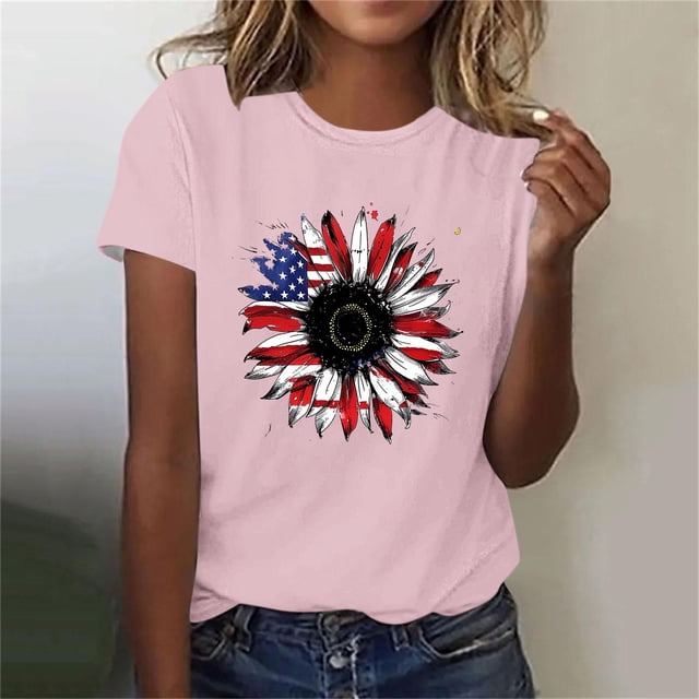 Mareep Blouse pour Femmes P-3 TG Mode Chandail Décontracté Imprimé Manches Courtes Col Rond Hauts pour Dames Liquidation Cadeau