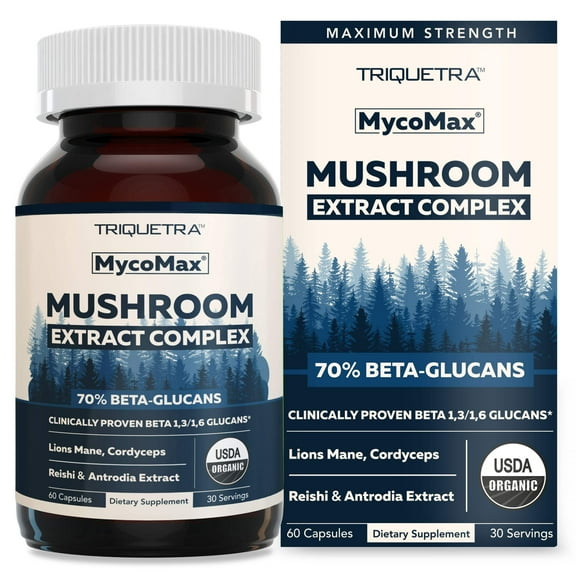 Triquetra Health MycoMax Mushroom Complex Capsules - 70% Beta Glucans New