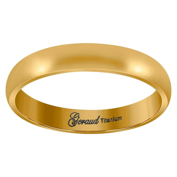 Titanium Yellow Tone Mens Domed Comfort-Fit Wedding Band 4mm Size 7 Wedding Band for Men