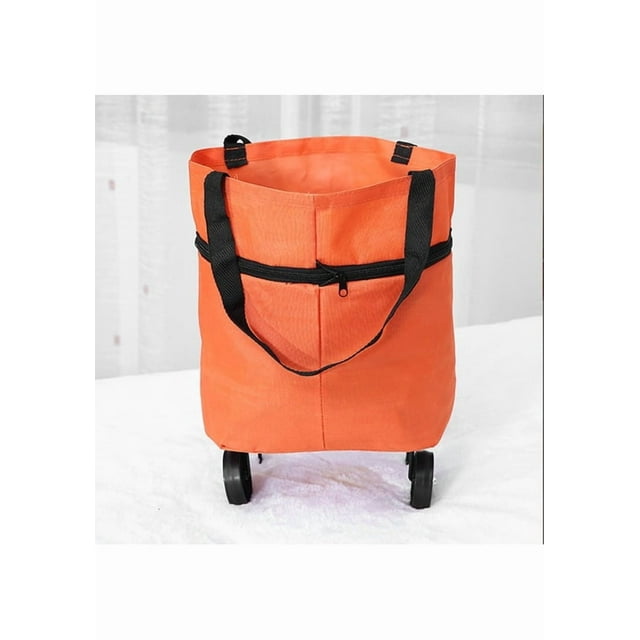 Chariot de Magasinage Pliable en Tissu Oxford avec Roues - Conception Pliable pour un Rangement Facile, Sac Extensible à Fermeture Éclair, Chariot Réutilisable Léger de 12,73 Oz pour Magasinage au Supermarché, Voyage, Camping, Pique-Nique