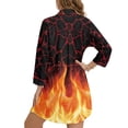 thumbnail image 2 of Xoenoiee Fire Flame Print Bathing Suit Cover Up for Women Lightweight Swimsuit Coverup Dress Long Sleeve Button Shirt Beach Cover Ups Summer Vacation Outfit, S, 2 of 7
