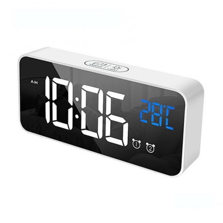 Smart Voice-Activated Mirror LED Clock with USB Charging Dual Alarms Home Decor
