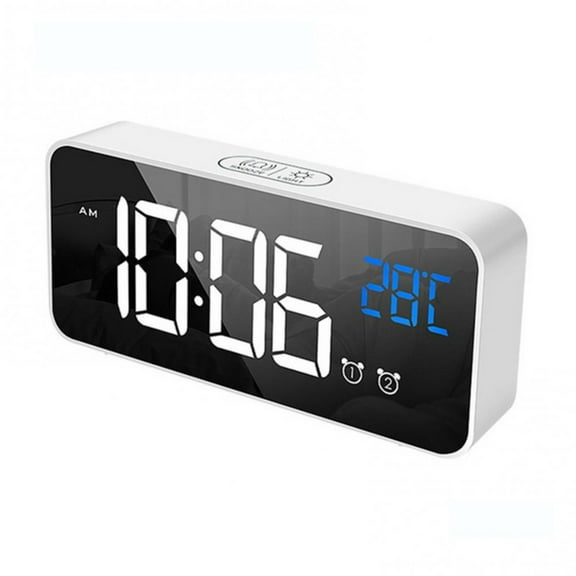 Smart Voice-Activated Mirror LED Clock with USB Charging Dual Alarms Home Decor